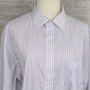 BROOKS BROTHERS "Regent" Men's Dress Shirt No Iron 100% Cotton Purp Stripe-16.5